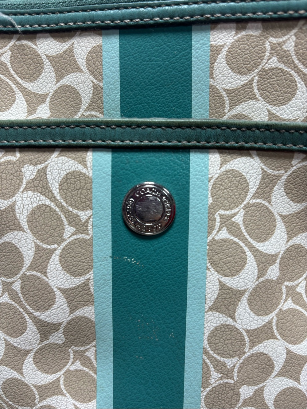 Coach project bag Beige Crossbody with Teal Stripe - Picture 3 of 7